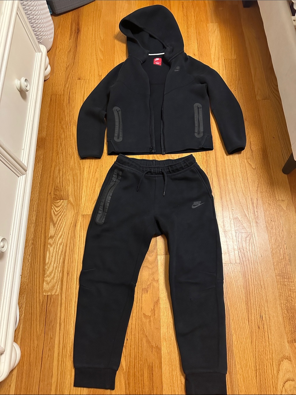 Nike Tech Black Kids Hooded Sweatpants and Zip Jacket Set